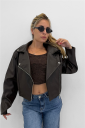 giubbotto effetto pelle biker